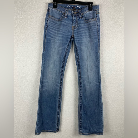 Victoria's Secret Denim Low rise 5 Flap Jeans Size 6L hip huggers boot cut flare - Picture 2 of 13